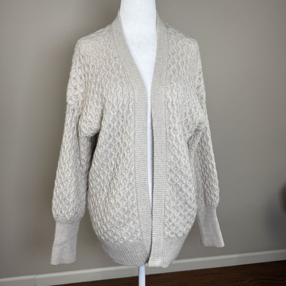 Universal Thread Womens S Cable Knit Cardigan Sweater Open Long Sleeve Beige - Picture 2 of 10